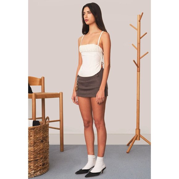 Tae Park Scrunchie Apron Top in White - Picture 2 of 6